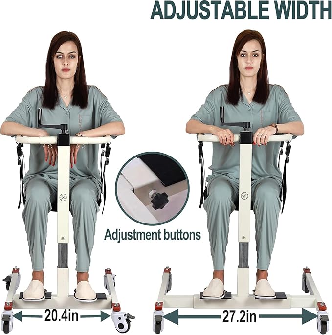 Patient Lift Transfer Chair, Patient Lift Wheelchair for Home, Wheelchair Lift for Home Portable Car Transfer Lift Chair for Disabled and Elderly Nursing, Height/Width Adjust (Upgraded with Bedpan)