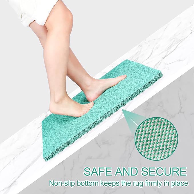 Joyhalo Shower Mat Bathtub Mat Non Slip, Bathmats Non Slip, Quick Drying Foot Scrubber Loofah Mats for Shower, Tub, Bathroom, Home, 24x24inch, Aqua