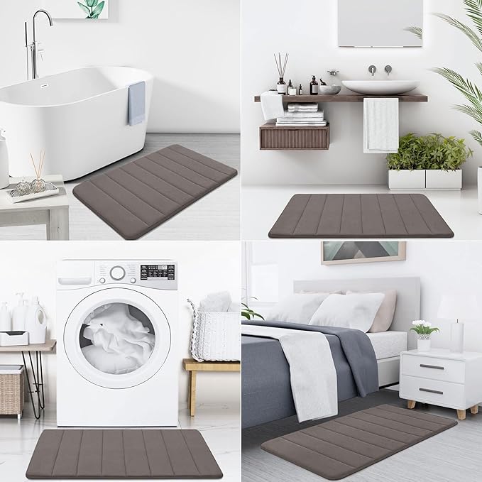 Buganda Memory Foam Bath Mat, 35.4" x 24", Ultra Soft and Non-Slip Bathroom Rugs, Water Absorbent and Machine Washable Bath Rug Runner for Bathroom, Shower, and Tub, Taupe