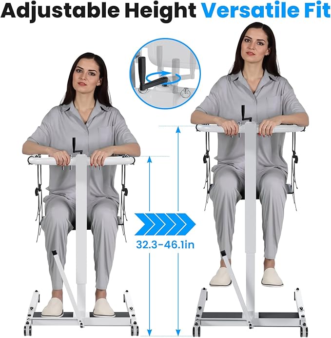 Portable Patient Lift Chair, Transfer Chair for Elderly & Disabled, Folding Wheelchair Lift for Home, Bathroom & Car Transfers, 3 Seat Cushions Included, 287lbs Capacity