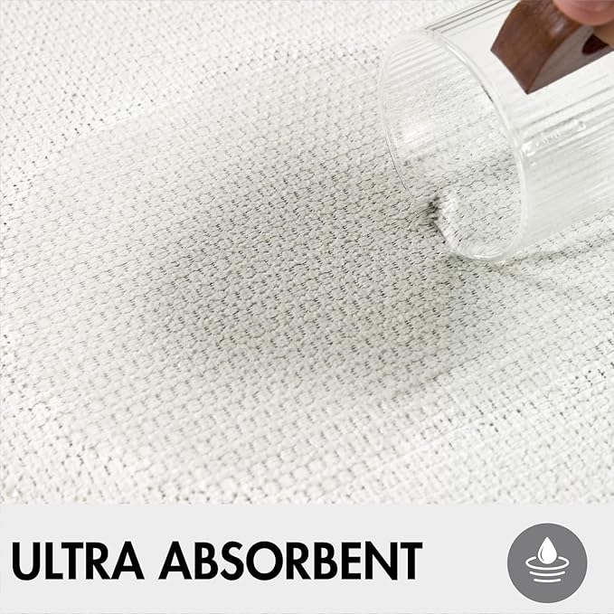 MIULEE Set of 2 Ultra Thin Bathroom Rugs, Rubber Bath Mats for Bathroom Non Slip, Quick Dry Absorbent Bath Rug Machine Washable, Fit Under Door, Shower, Sink, Home Decor, White, 17x27 Inch