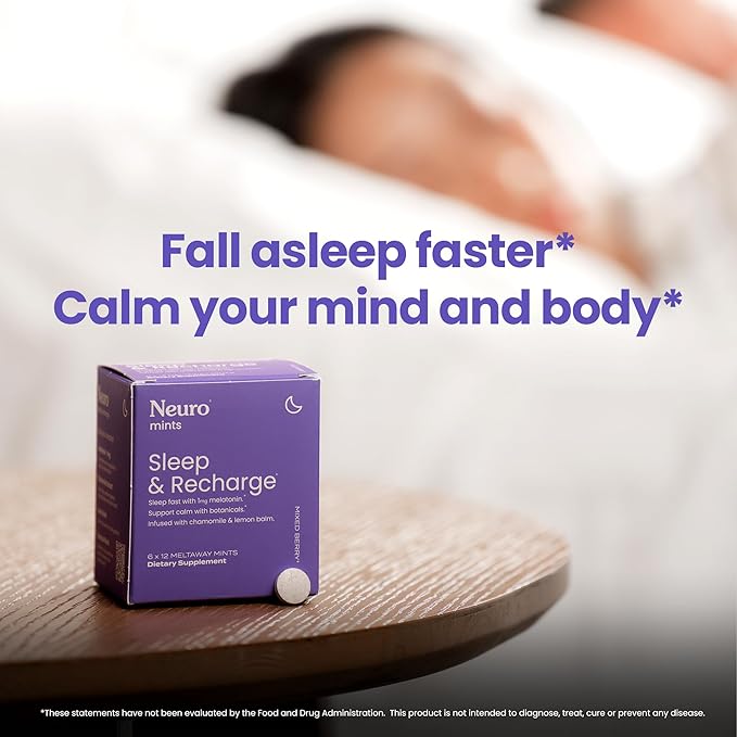 Neuro Sleep & Recharge Meltaway Mints - Contains Melatonin 1 mg, Chamomile & Elderberry - Travel Aid for Nighttime Relaxation & Healthy Sleep Cycle - Mixed Berry, 72 ct