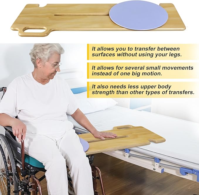 Transfer Board Patient Slide Assist Device for Transferring Patient Elderly, and Disabled from Wheelchair to Bed, Toilet, Bathtub, Sliding Boards Platform with Single Handle (30" x 12" x 0.7")