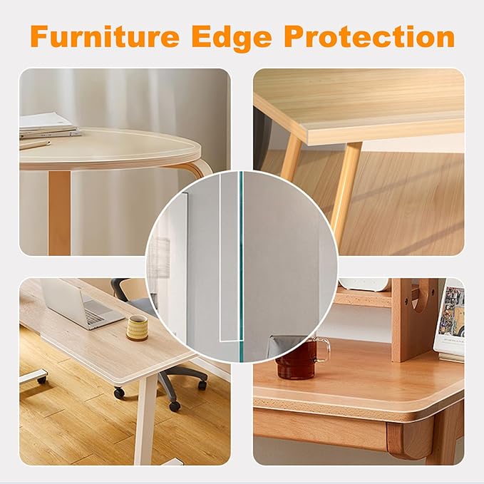 Clear Edge Protector Strip Sharp Edge Wrap Cover Tape,1.18 in x 9.84 FT,Self Adhesive Protective Bumper Guards for Cabinet Door Desk Glass Table Bed Furniture, Kitchen Countertop, Waterproof