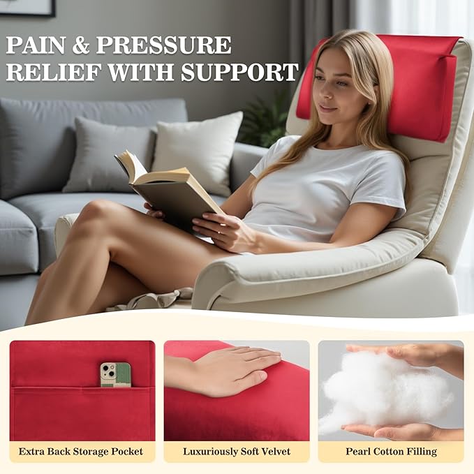 Recliner Headrest Pillow, Adjustable Comfort Neck & Head Support Pillow, Soft Velvet Non-Slip Headrest for Pain Relief & Relaxation, Ideal for Recliner, Couch, Chair, Sofa