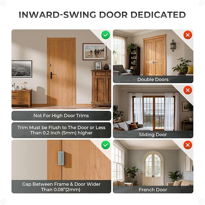4Pack Home Security Door Reinforcement Lock, Childproof Safety Door Lock Latch Inside Stopper, Add High Security to Prevent Home Unauthorized Entry, Aluminum Construction Finish Grey
