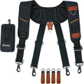 KUNN Leather Tool Belt Suspenders Construction Bag Suspenders Molded Air Channel Work Belt Suspender for Carpenter Electrician,Brown