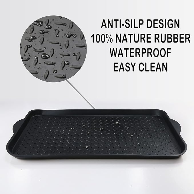Matace 3 Pack Rubber Small Boot Tray for Entryway,Boot Mat,Shoe Tray,Shoe Mat for Indoor and Outdoor Use, 27.95"x 15.74" (Pack of 3)