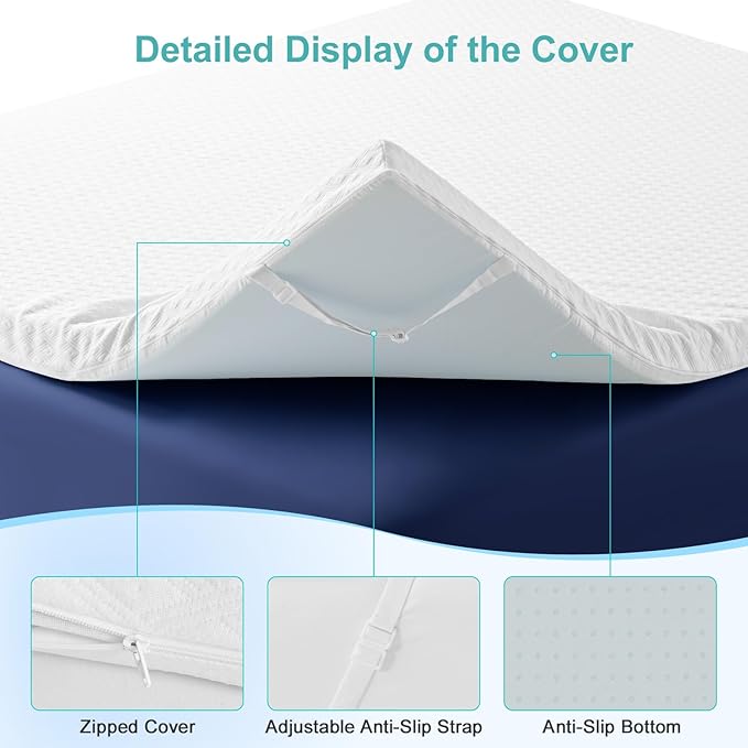 EDILLY 3 Inch Cooling Gel Memory Foam Mattress Topper California King Size,with Removable & Washable Bamboo Cover,Soft Breathable Mattress Pad,Bed Topper for Back Pain Relief (72x84)