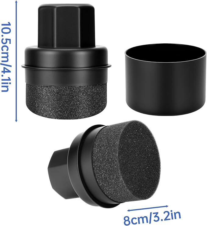 NiHome Wood Wax & Oil Applicator with 3.15" Wide Pad, Reusable Conditioner Tool with Handle & Storage Cap for Cutting Boards, Utensils, Countertops, Serving Boards, Easy to Hold, Clean & Store (Black)