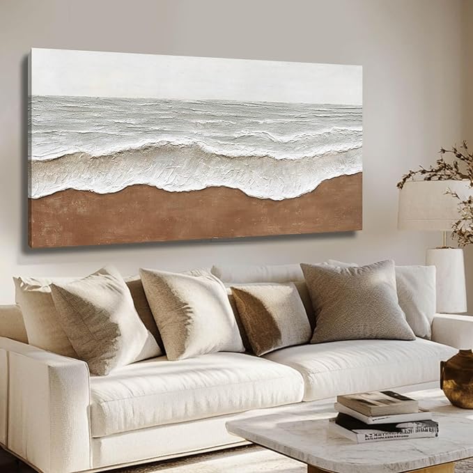 Artexist Seascape Wall Painting Landscape Home Wall Art Grey 24"x48" Wall Decor for Bedroom, Office