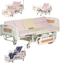 10 Function Electric Medical Beds with Lateral Tilting, Full Electric Hospital Beds for Home use with Air Cushion, IV Pole, Quiet Wheels, Up to 530 LBS