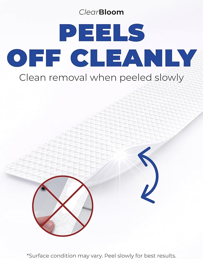Anti Slip Shower Stickers 24 PCS, White Non-Slip Shower Strips for Adults, Premium Adhesive Bath Tub Stickers