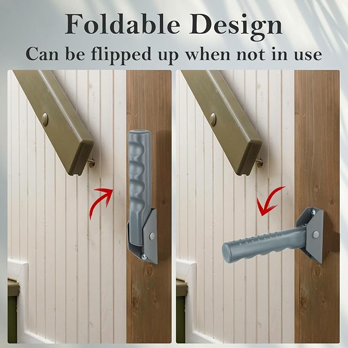 Flip Up Grab Bars for Doorway Stairs for Seniors Elderly, Garage Door Handles Stair Assistance for Elderly, Flip up Doors Grab Bar Not in The Way, Keep Steadily (Gray)