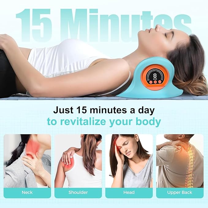 Multifunctional Neck Massager Relieves Neck Fatigue, 6 Massage Intensity Levels and Heating Functionality, an Ideal Gift for Family and Friends