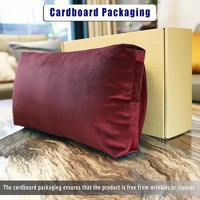 Velvet Recliner Head Pillow with Non-Slip Base - Adjustable Neck Support for Pain Relief in Home, Office and Travel (Wine)