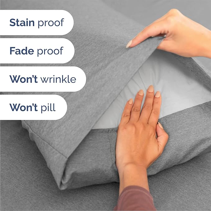 Queen 6 Piece Sheet Set - Cooling & Breathable Bed Sheets - Hotel Luxury Bed Sheets for Women, Men, Kids & Teens - Deep Pocket Bedding w/Easy Fit - Soft & Wrinkle Free - Queen Heathered Grey Sheets