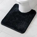 MIULEE Microfiber Toilet Bath Mat U-Shaped Contour Shaggy Bathroom Rugs Non Slip Extra Thick Soft Bath Rug Absorbent Water for Bathroom Commode Machine Washable(20x24 Inch, Black)