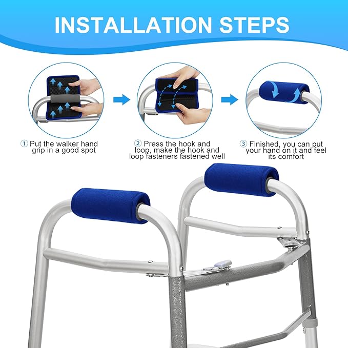 supregear Walker Grips (2 Pack), Soft Padded Hand Covers, Non-Slip Comfortable Cushion Padding for Folding Walker Handle, Moisture Wicking Mobility Accessory