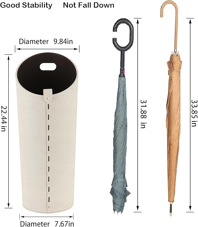 Tall Umbrella Holder White That won't Tip Over and Removable Drip Water Tray Modern Farmhouse Home Decor Umbrella Bucket Rack Can Storage 10 Different Sizes of Golf Umbrellas Canes etc