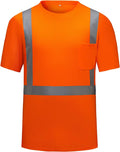High Visibility Shirts Quick Dry Safety T Shirts with Reflective Strips and Pocket Short Sleeve Mesh Hi Vis Construction Work Class 2 Shirt for Men/Women Orange,2XL
