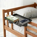 Bedside Shelf for Dorm Room, Metal Bunk Bed Table Shelf with Cord Hole for Top Bunk, College Dorm Room Essentials, Clip on Nightstand Tray Organizer for Bunk Loft Dorm Bed (Black)