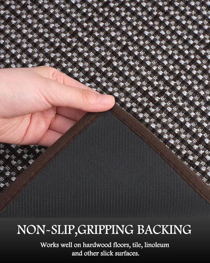 PADOOR Non Slip Kitchen Rugs Sets of 2 - Extra Large 2.5'x6' + 20"x32" Runner Rugs for Kitchen Floor Non Skid Washable, Absorbent Kitchen Mat for in Front of Sink 2 Piece Dark Brown