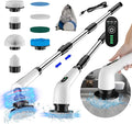 3-Speed Electric Spin Scrubber for Bathroom, 120Mins Runtime, Cordless Power Cleaning Brush with 8 Brush Heads, 3000mAh Shower Scrubber with Long Handle, Floor Scrubber, Grout Brush Bathtub Cleaning