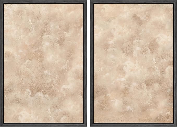 MUDECOR Framed Canvas Print Wall Art Neutral Abstract Minimalist Beige and Cream Tones Illustrations Modern Art Decorative Bohemian Colorful Chic for Living Room, Bedroom, Office - 16"x24"x2 Black