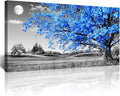 Lapremoly Canvas Prints Wall Art For Living Room Large Wall Decor For Bedroom Blue Tree Landscape Abstract Painting Office Wall Decoration Black and White Picture Modern Ready To Hang Home Wall Art