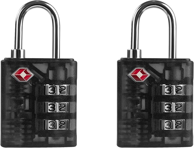 TSA Locks for Luggage, Combination Lock for Locker, 3 Digit Padlock Combination, Combo Small Padlock for Gym Locker, Travel Suitcase, Gun Case, Fence Gate, Backpack Zipper (Black+Black)