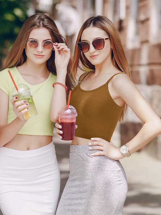 Boao 3 Pcs Crop Camisole Top Spaghetti Strap Tank Sleeveless Crop Tank Top for Women Sports