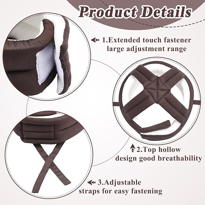 Woanger 1 Pcs Anti Fall Elder Head Safety Helmet for Adults Special Needs Thick Soft Protective Hat Adjustable Seniors Fall Prevention Head Protection Cap Elderly Helmet for Injury(Coffee)