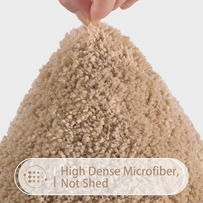 LOCHAS Bathroom Rug Set Beige, Soft Bath Rug Set 2 Piece, Toilet Mat U-Shaped 20x20 and 34x20 Bath Rugs, Quickly Dry Mats for Bathroom, Tub, Washable, Super Absorbent Floor Mat