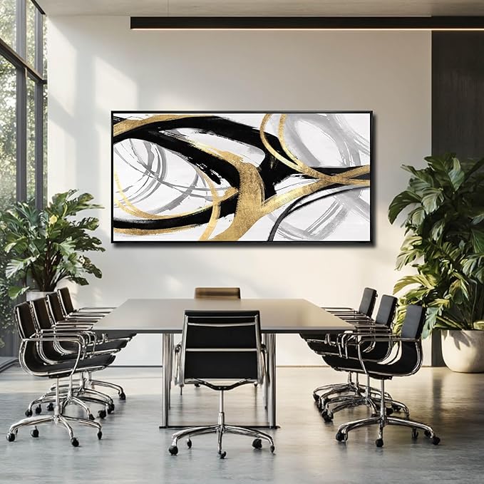 Large Canvas Wall Art Room Decor Framed Wall Art Abstract Line Paintings Home Decoration for Living Bedroom Office 30 x 60 Inch