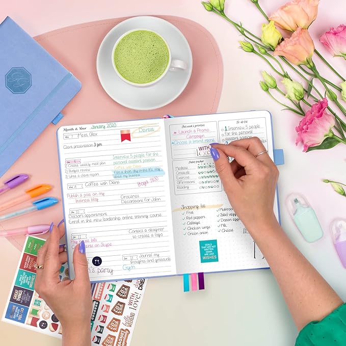 GoGirl Planner and Organizer for Women – Compact Size Weekly Planner, Goals Journal & Agenda to Improve Time Management, Productivity & Live Happier. Undated – Start Anytime, Lasts 1 Year – Light Blue