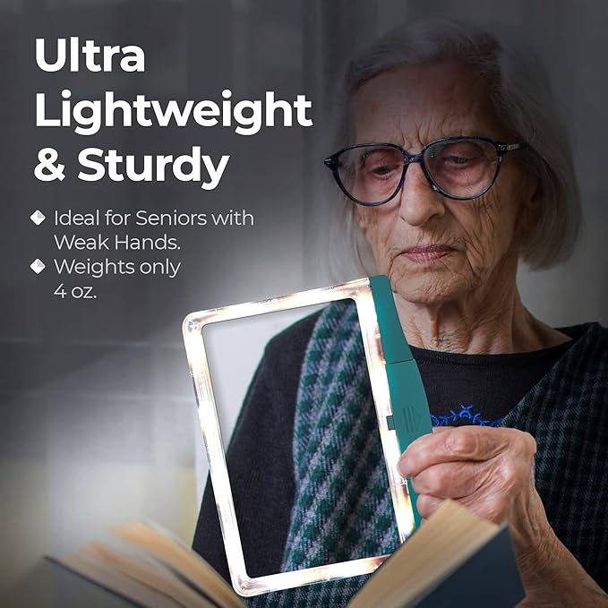 MagniPros 5X Large LED Page Magnifier for Reading with 3 Color Lighting Modes & Anti-Glare Lens to Reduce Eye Strain-Perfect for Small Prints, Aging Eyes, Low Vision and Seniors