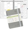 POPRUN Monthly Planner 2026-2027 (Medium 6.5" x 8.5") 18 Months Calendar (Jan 2026 - Jun 2027) - 4 Pages per Month with Expense & Notes, Stair-like tabs, Leather Cover, Sunday Starts - Grey