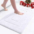 Buganda Bathroom Rugs, 24" x 16", Soft and Absorbent Microfiber Bath Rugs, Non-Slip Shaggy Shower Carpet, Machine Wash Dry Bath Mats for Bathroom Floor, Tub and Shower, White