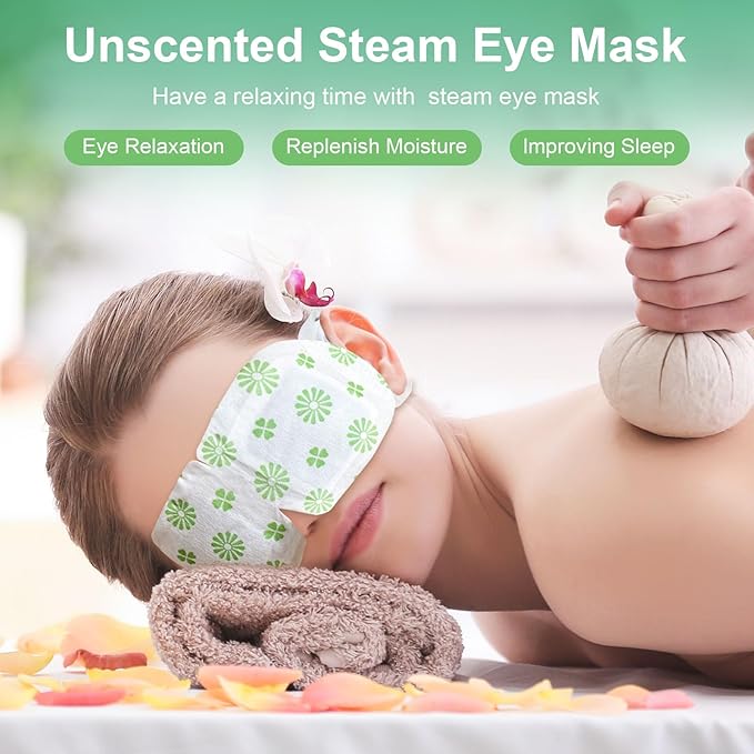 20 Packs Steam Eye Mask, Unscented Steam Eye Masks Disposable, Self-Heating Relief Heated Eye Mask for Fatigue, Perfect for Home, Sleep, Spa & Travel