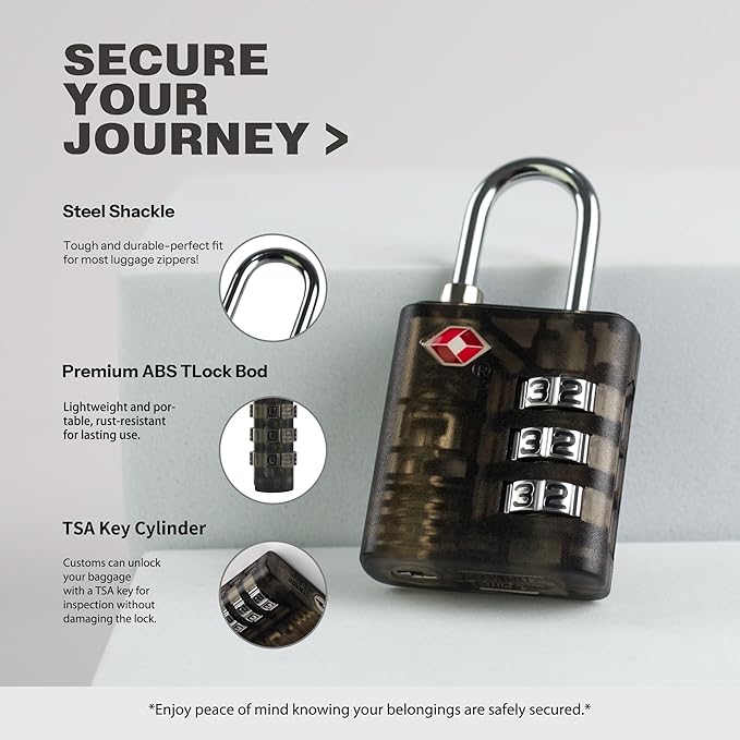 Suitcase Locks TSA Approved, Combination Lock for Locker, Combo Padlock for Gym Locker, Small Combination Padlocks for Outdoor Use, Suitcase, Gun Case, Ammo Can, Bag Zipper (Black+White)