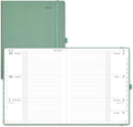 POPRUN 2026 Weekly & Monthly Planner Calendar, 8.5" x 10.5" Large, Horizontal Layout with Lined Sections, Jan. 2026 - Dec. 2026, Leather Hardcover, 100GSM Paper, Inner Pocket - Midnight Green