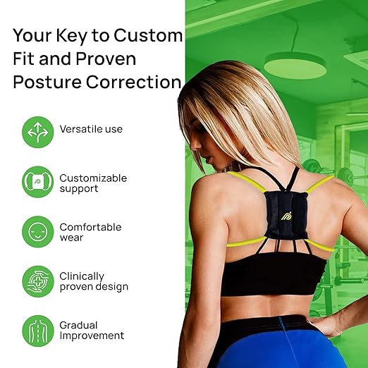 PRIMEKINETIX PostureMedic Dynamic Posture Corrector - Active Resistance Training System for Upper Back Strengthening & Shoulder Alignment - Stretches Chest, Strengthens Back - Doctor Recommended - Size L (Yellow)