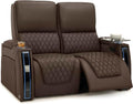 Seatcraft Apex Zero-Gravity CoolZero Italian Leather Home Theater Seating, Powered Headrest, Powered Lumbar, Powered Recline, Row of 2 Loveseat, Brown