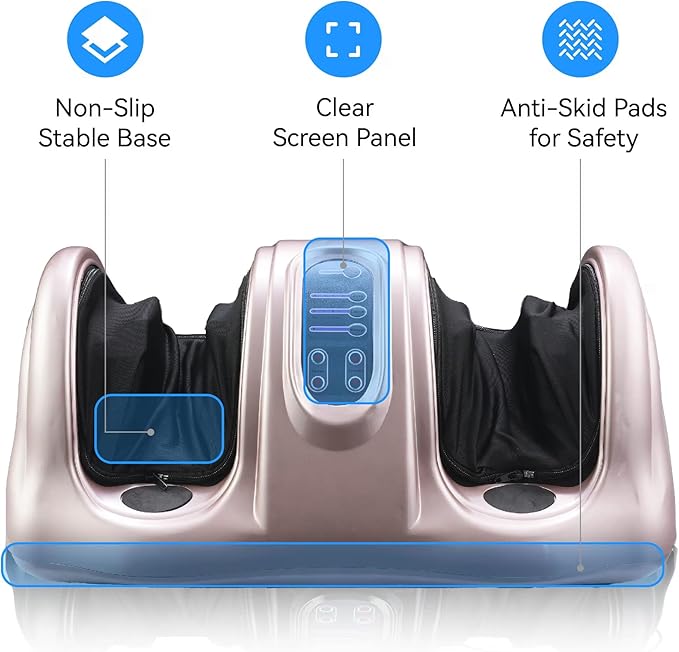 FLEXISPOT Premium Shiatsu Foot Massager with Remote Control – Deep Kneading & Rolling Therapy for Feet, Ankles, Calves, and Legs – Pain Relief & Circulation Booster for Home and Office (Rose Gold)