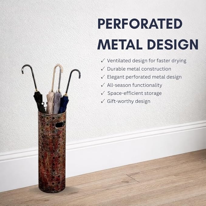 Concepts 21 inch Heavy Duty Metal Umbrella Stand - Durable Storage Holder for Umbrellas - Indoor and Outdoor Use - Stylish and Modern Organizer for Entryways. (Copper Lace)
