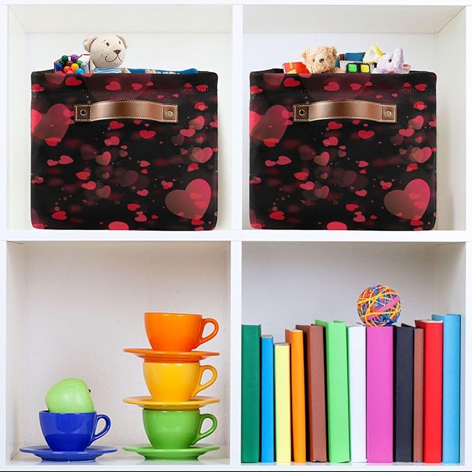 Storage Basket Cube Storage Bins Organizer Bag Collapsible Closet Shelf Baskets with handle for Cloth Book 14.2×10.2×8.3 IN