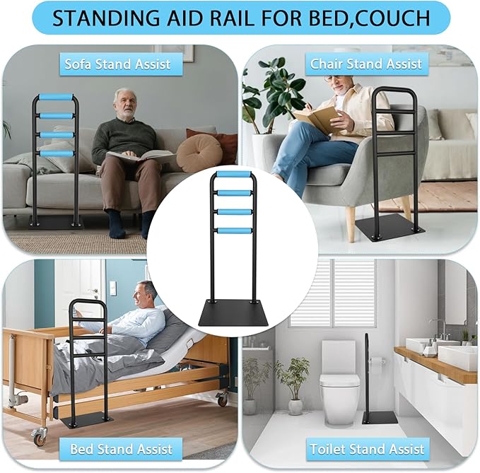 Chair & Couch Stand Assist bar, Heavy Duty Stand Assist Rail with Non-Slip Covers, Four Heights Assist Bar for Seniors, Pregnant, Adults and Other Relied On Persons