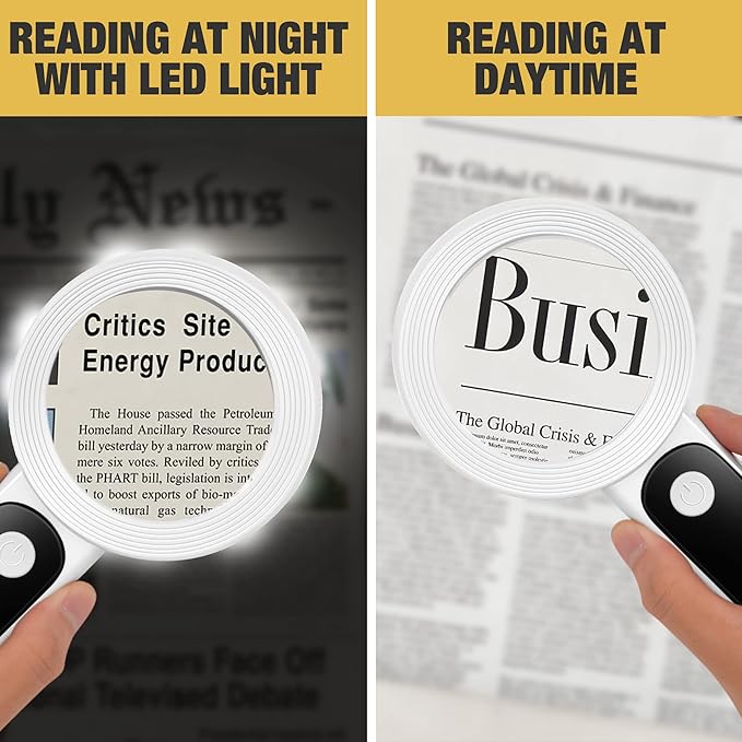 Magnifying Glass with Light, High Magnification Handheld Large Magnifying Glass 18LED Cold and Warm Light with 3 Modes, Illuminated Lighted Magnifier for Seniors Reading, Coins, Jewelry, Exploring