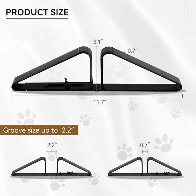 Support Feet for Pet Gate (Updated Version), Pet Gate Metal Support Feet Set of 2 for Extra Wide Foldable Dog Gates, Easy to Install, A Pair of Safety Fence Feet for Wooden Dog Gate, Black